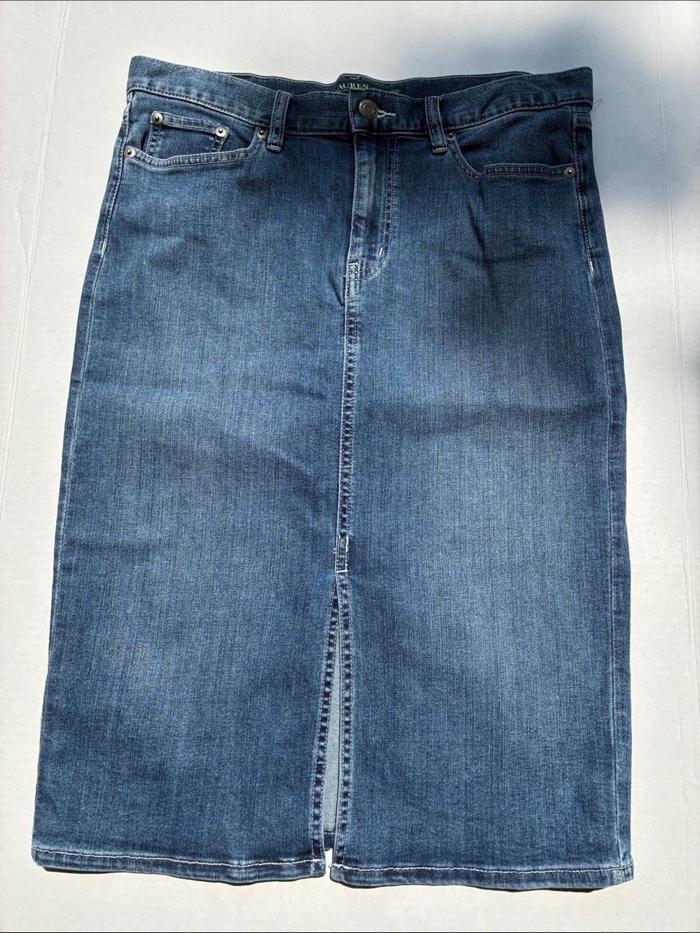 Lauren Ralph Lauren Denim Pencil Skirt in Blue